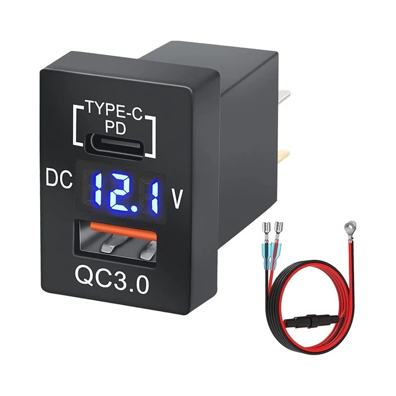 Bluejw Dual USB Car Charger for Toyota, Quick Charge 3.0 & USB-C PD Fast Automobile Charger Adapter - Image 2